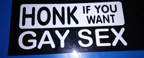 2 X Honk If You Want Gay Sex Car Graphic Sticker White 8cm X 18cm Prank