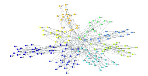 Social Network Topology Different Colors Represent Belonging To