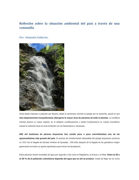 Reflexión sobre la situación ambiental del país a través de