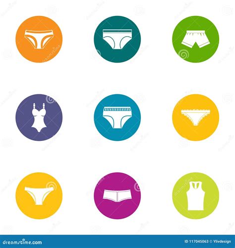 Lingerie Icons Set Flat Style Stock Vector Illustration Of