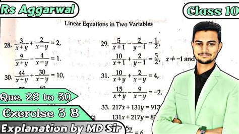 Ex 3B Q28 To Q30 Class 10 Rs Aggarwal Linear Equation In 2 Variable