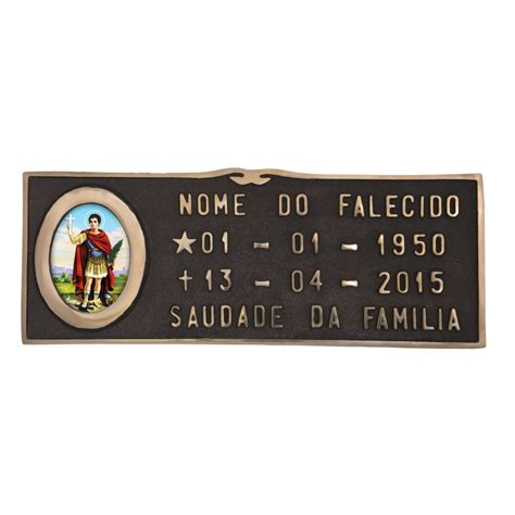 Placa De Bronze Foto Porcelana Tumulo Jazigo Cemiterio