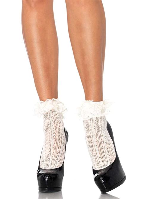 Leg Avenue Crochet Net Lace Top Anklets In Hosiery Leggings Stockings And Socks 13 99