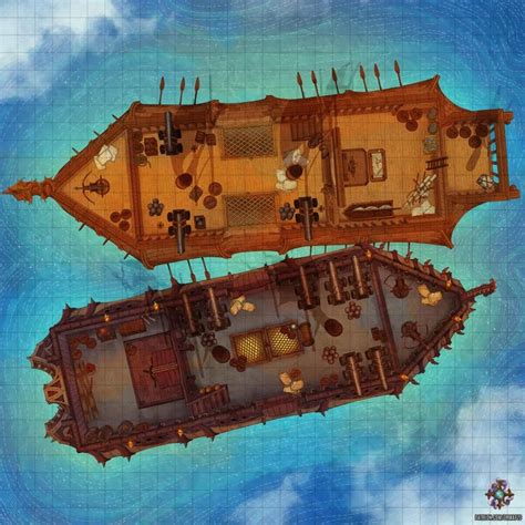 Ship Battle X Battlemaps Dungeon Maps Fantasy Map Dnd