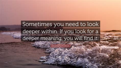 Christopher C Doyle Quote Sometimes You Need To Look Deeper Within