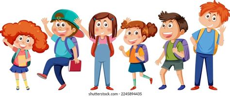 School Kids Cartoon Characters Set Illustration Stock Vector (Royalty ...