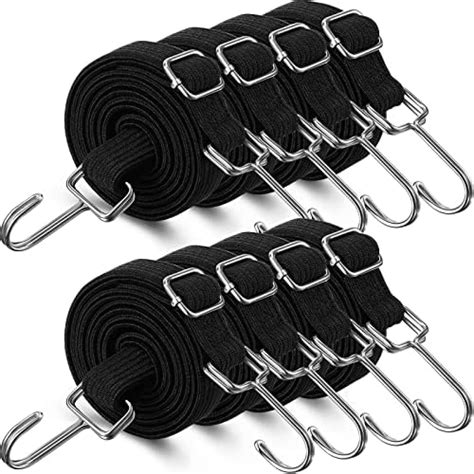 Saintrygo 8 Pcs 80 Inch Adjustable Flat Bungee Cords With Hook Heavy