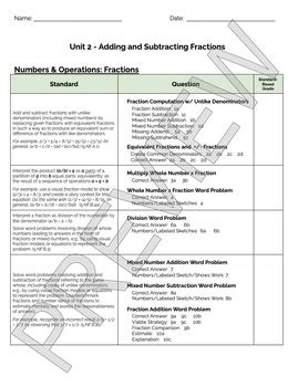 Bridges Th Grade Standards Based Post Assessment Cover Sheet Unit