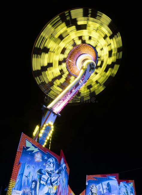 Carnival Ride High In The Air At Night Editorial Stock Photo Image Of