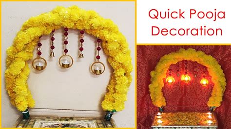 Quick Diwali Decoration At Home Lakshmi Pooja Decoration Easy Diwali Decoration With Lights