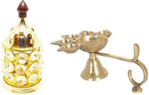 Stylewell Combo Of Face Puja Camphor Burner Lamp Panch Aarti Jyoti