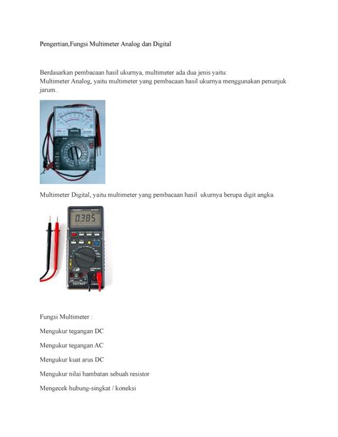 Pengertian Multi Meter Pengertian Fungsi Multimeter Analog Dan