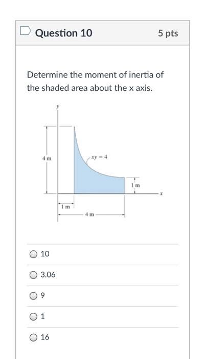 Solved Question Pts Determine The Moment Of Inertia Of Chegg