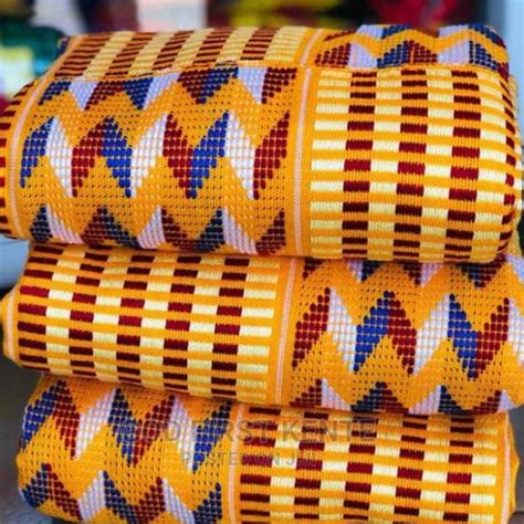 Gold And White Authentic Ghana Kente Cloth And Kente Fabric Etsy