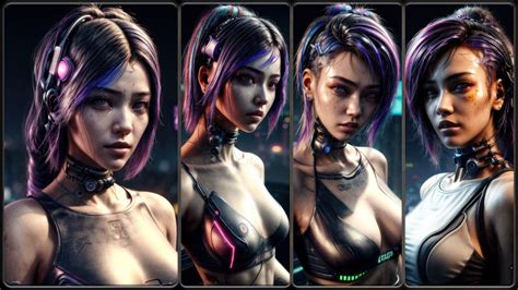 Artstation 350 Female Portrait Cyberpunk Style Reference Pack 4k V24 Artworks