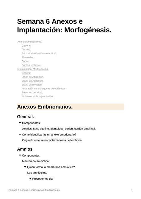 Solution Anexos Embrionarios Implantacion Morfognesis Studypool