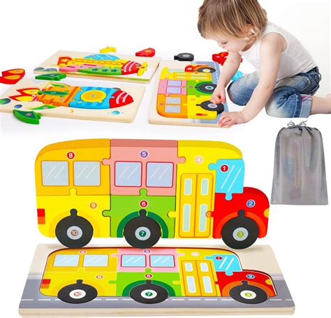 Buy Wooden Toddler Puzzles for Kids Ages 2-4 Montessori Toys for 2 3 4 ...