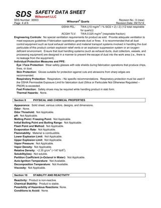 Quartz Safety Data Sheet PDF