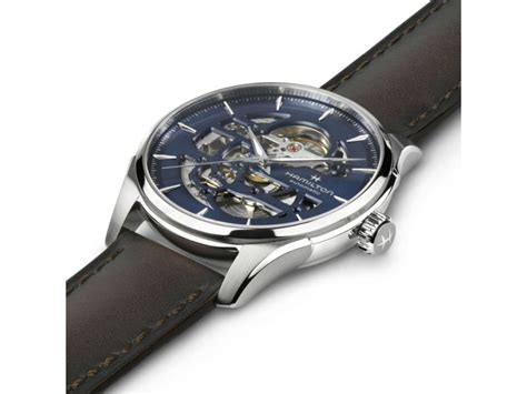 Hamilton Jazzmaster Skeleton Auto Blue Dial Leather Strap Watch