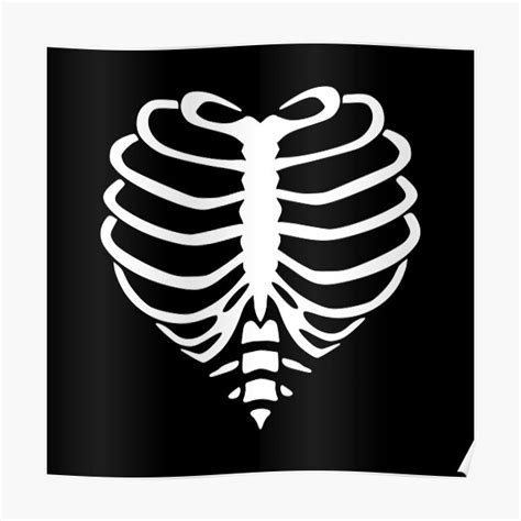 Heart Rib Cage Skeleton Chest Black Background Poster For Sale By