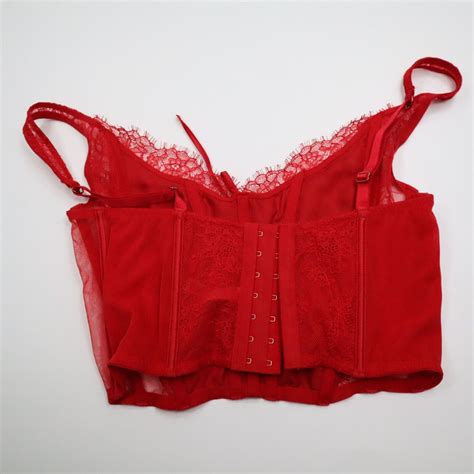 Victoria S Secret Corset Lingerie Dream Angels Lace Up Strappy Medium Dd Cup Red Ebay