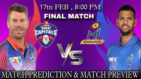 IL20 Mi Emirates Vs Dubai Capitals Final Match Prediction MIE Vs DC