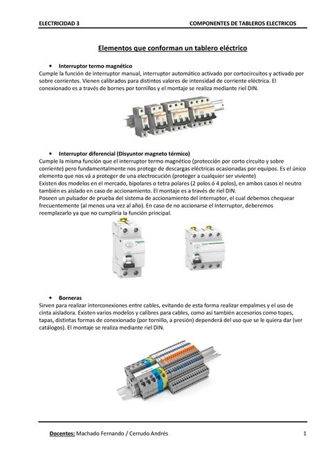 Elementos De Un Tablero Electrico Electricidad Componentes De