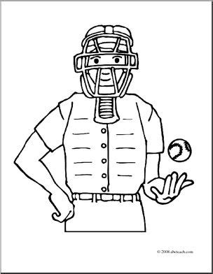 Clip Art: Baseball Umpire (coloring page) I abcteach.com