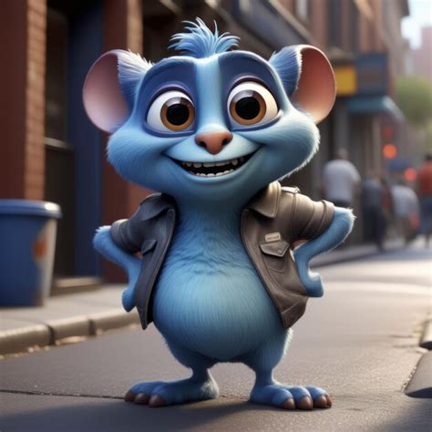 Premium Photo | A cartoon character of a cute blue rat with a blue eyes