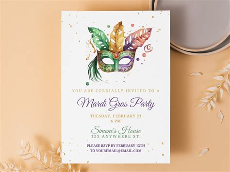 Mardi Gras Invitations, Mardi Gras Clipart, Mardi Gras Soirée, Mardi ...