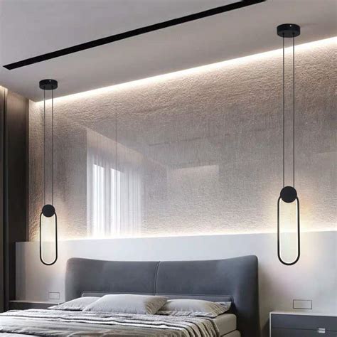 Nordic Minimalist White Black Square Round Pendant Lamp With Long Wire Dimmable Led High Ceiling