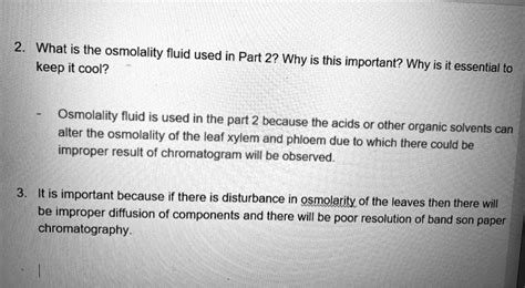 What Is The Osmolality Fluid Used In Part 2 Keep It Cool Why Is This