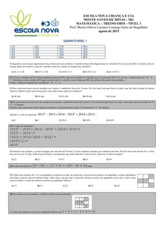 Prova Da Obm Olimp Ada Brasileira De Matem Tica Editada Para Uso Pdf