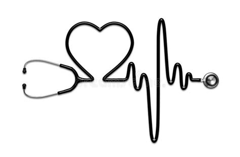 Stethoscope In The Shape Of A Heart Beat On A EKG Stock Illustration