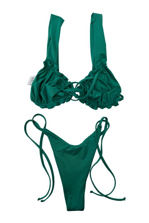 Hunter Green Ruched Bikini Set Boca Bikini