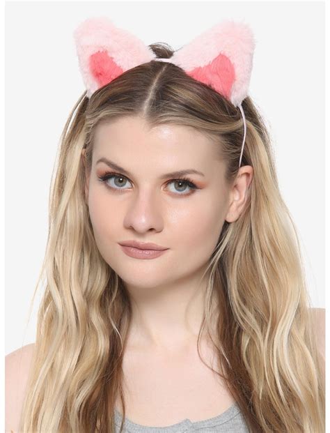 Pink Fuzzy Cat Ear Headband Hot Topic