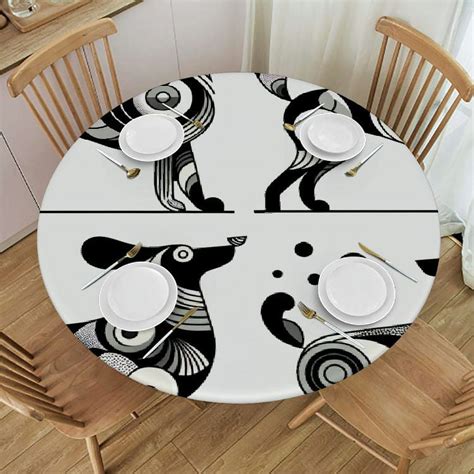 Cbxzyzzc Vinyl Table Cover Elastic Edged Cartoon Cute Dog Tablecloths