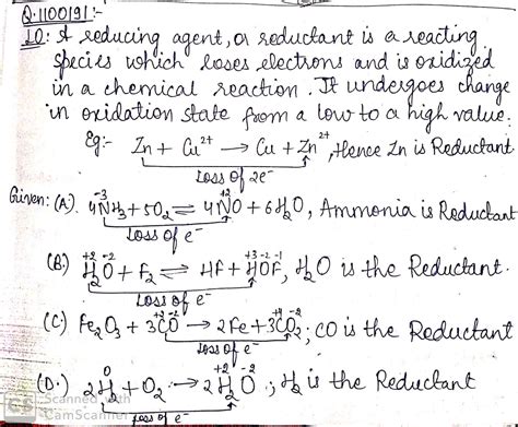 Determine The Oxidizing Agent In The Following Reaction