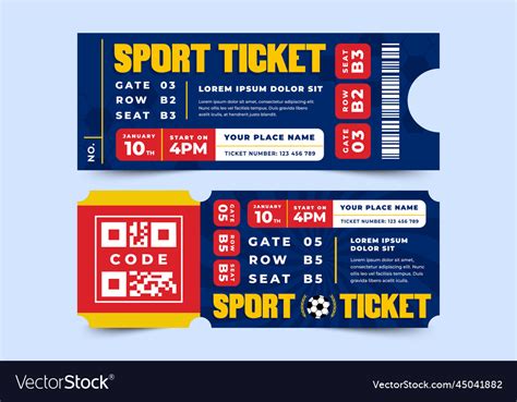 Football Tournament Sport Event Ticket Design Vector Image