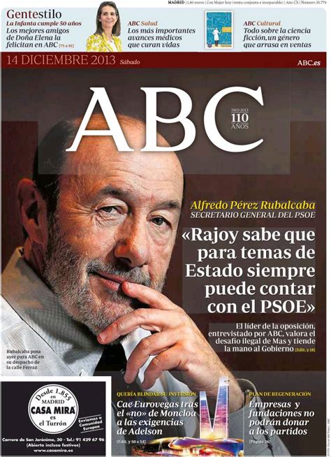 Periódico Abc España Periódicos De España Edición De Sábado 14 De