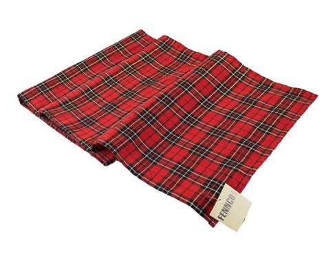 Fennco Styles Holiday Tartan Plaid Ruffle Table Runner Pillow Napkins