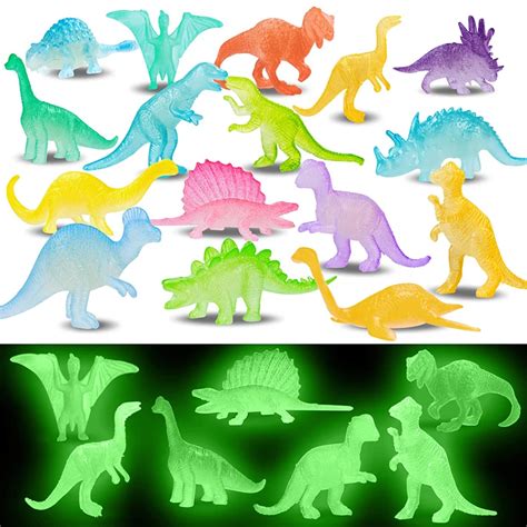 16 Pcs Bag Mini Dinossauros Luminosos Brilham No Escuro Dino Brinquedos