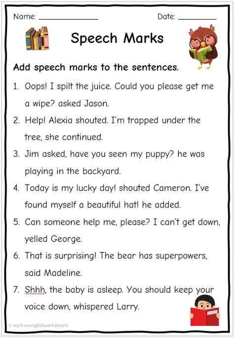 Grade 3 Speech Marks Worksheets Free English Worksheets