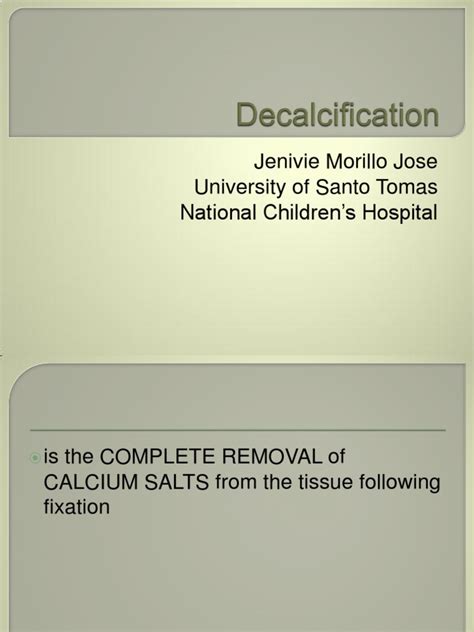 Decalcification | PDF | Staining | Calcium