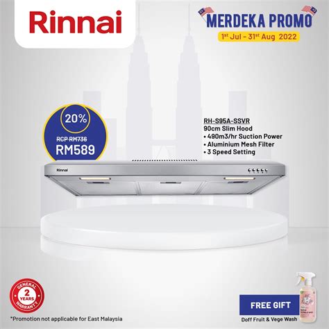 Free Gift Rinnai Cm Rh S A Ssvr Slim Hood Cooker Hood M Hr