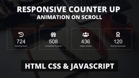 Responsive Counter Up Animation On Scroll Using Html Css Jquery