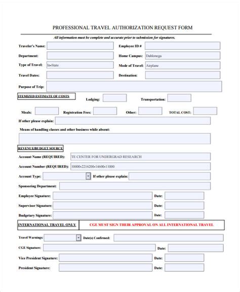 Free Travel Request Form Samples Pdf Ms Word Google Docs Excel