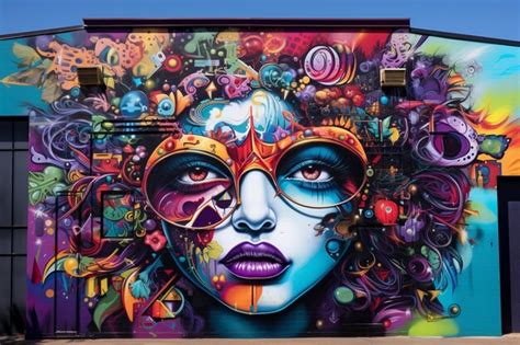 Premium AI Image Vibrant Street Art Covering The Walls Of An Urban