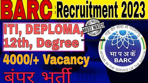 Barc Recruitment Barc New Vacancy Full Notification Details