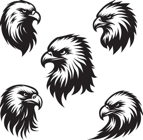 Eagle face silhouette, Eagle head Vector illustration bundle 42660241 ...